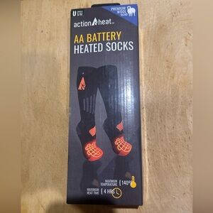 ActionHeat AA Battery Heated Wool Blend Socks Unisex S/M Black New in Box